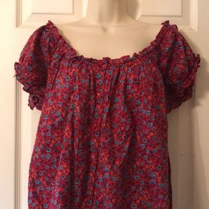 Maurice’s Red Floral Boat Neck Shirt